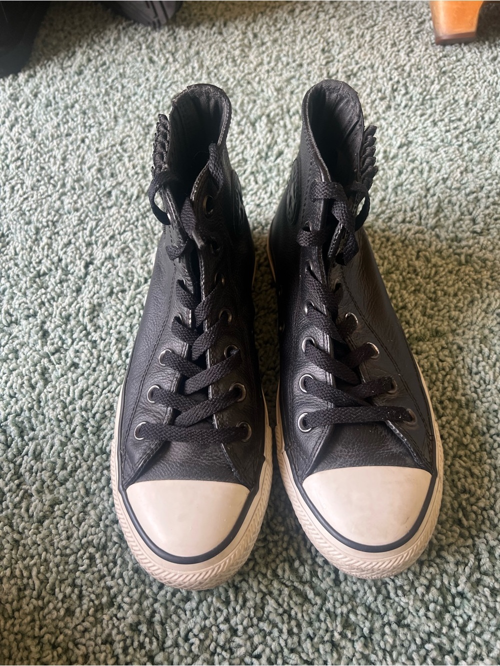 Converse Women’s  Black High-Top Sneakers with White Toe